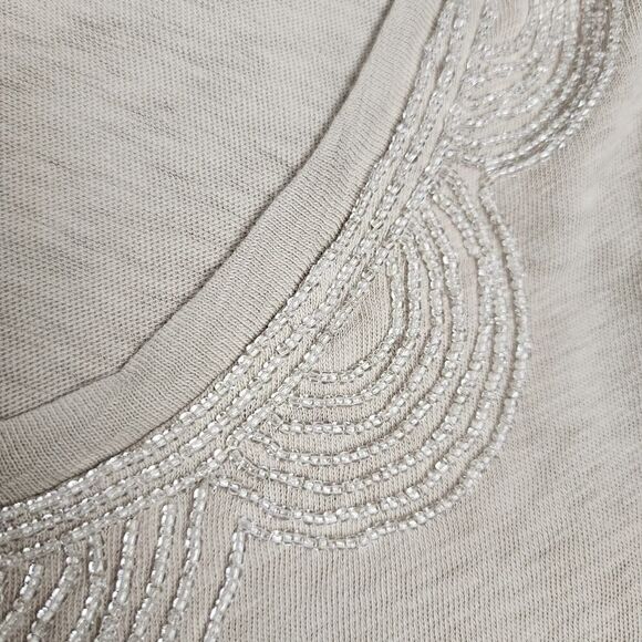 J. Crew Beaded Tee Shirt Tan Size Small - Picture 6 of 11